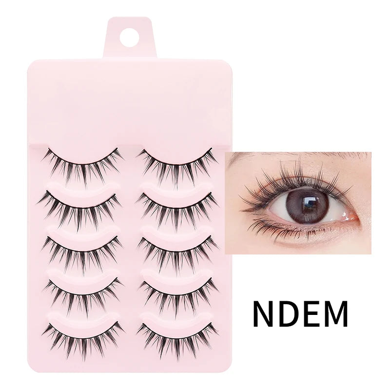 DINGSEN Fake Eyelash Anime Lashes 5 Pairs Little Devil Eyelashes Natural Daily Makeup Manga Eyelashes Clear Band Eyelashes