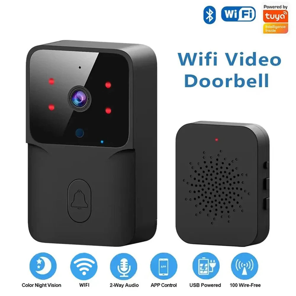 WiFi Doorbell Home Tuya WiFi Wireless Doorbell DC AC Battery Powered Camera Bell with Alex Google Bundle Video Doorbell Camera
