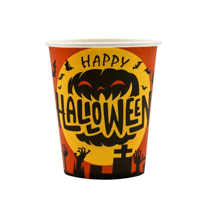 Halloween Themed Disposable Tableware Cups 7 Inch Plates 9 Inch Plates Halloween Party Decoration Supplies Festival Supplies