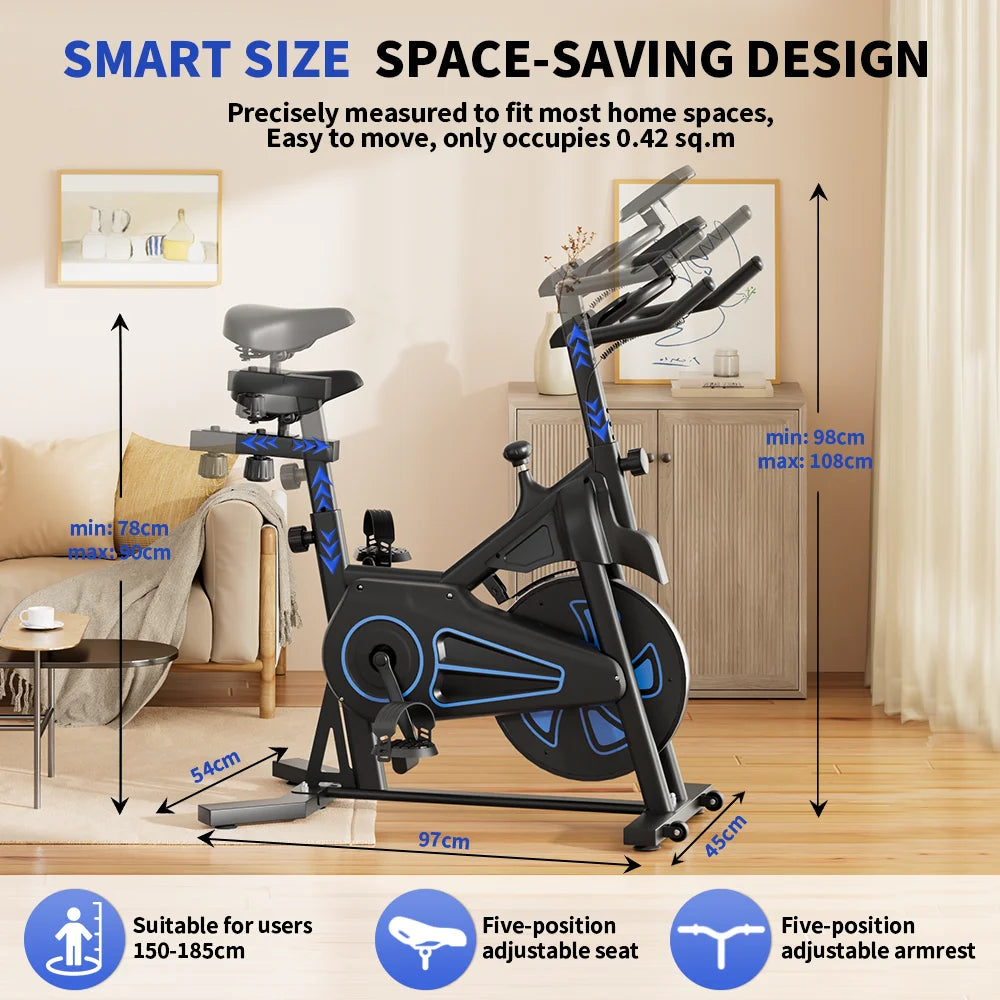 Formill QK116 Indoor Magnetic Spinning Bike, 6KG Flywheel Home Exercise Bike with LCD Display, Adjustable Resistance, Quiet Belt