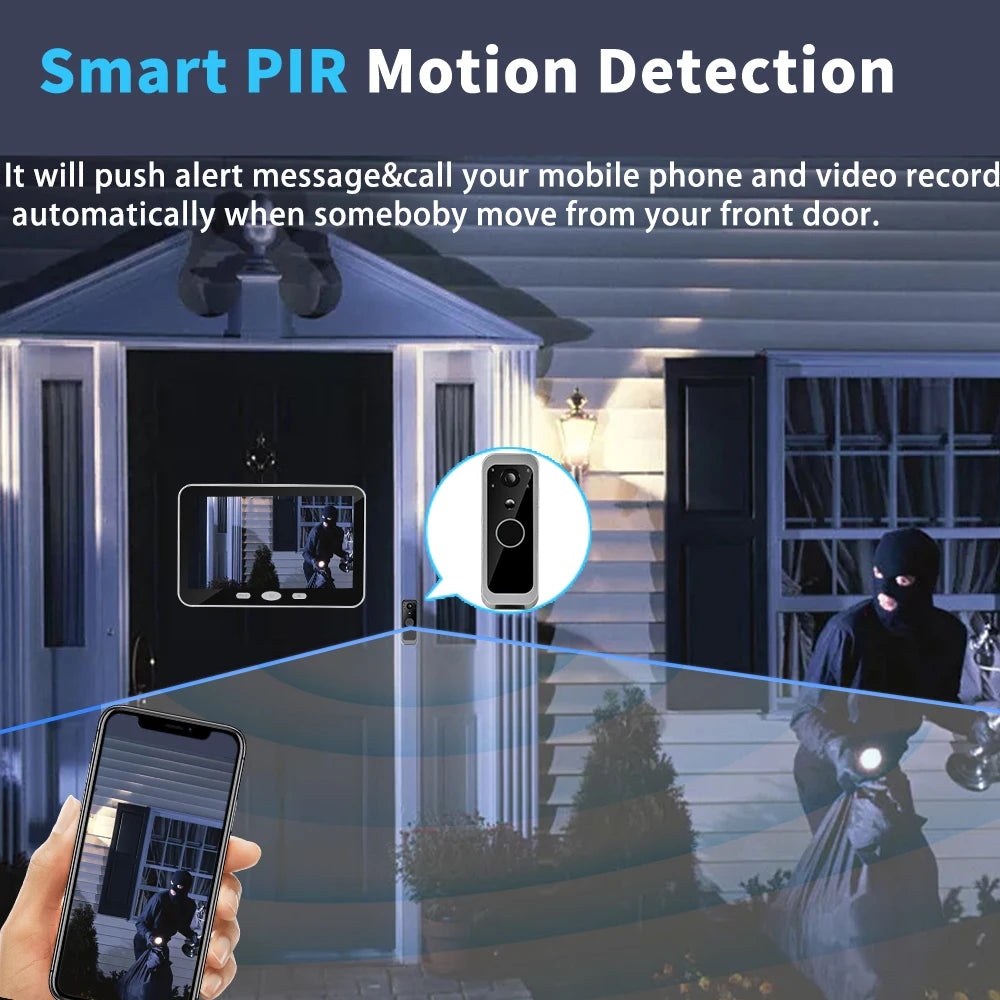 Smart Home Security Ring bell Video Intercom 1080P Motion Detect Tuya Video Doorbell With 5 inch Screen