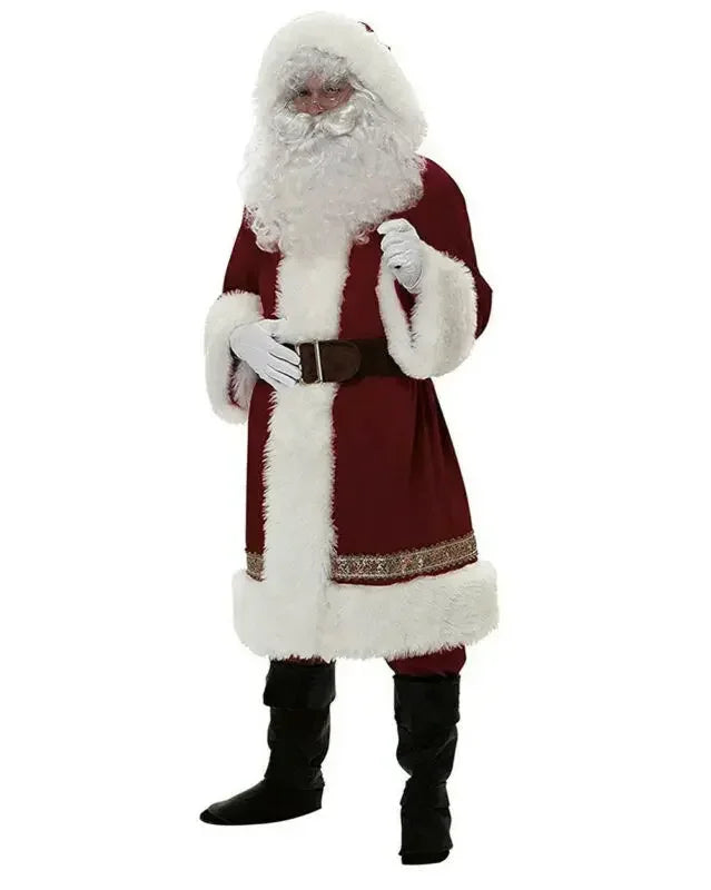 Deluxe Santa Costume Cosplay Fancy Dress Man Suit Adult