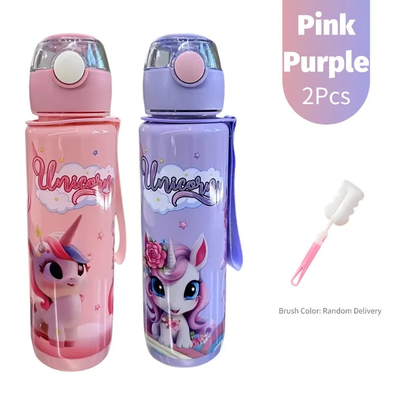 700ml Cute & Durable Cartoon Space Cup with Hand-held Ring BPA-Free High Temperature Resistant Portable Outdoor Water Bottle