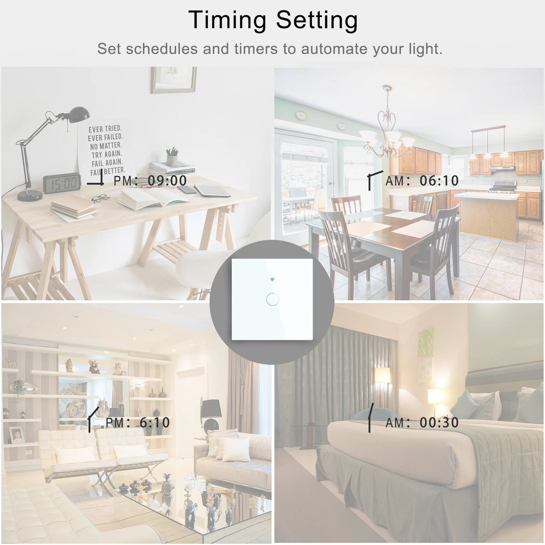 AXUS EU WiFi Smart Light Switches Touch Switch RF433 No Neutral Wire Smart Home Life Tuya App Control Support Alexa Google Home