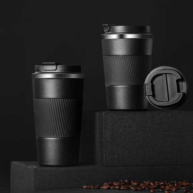 380ml/510ml Double Stainless Steel 304 Coffee Thermos Mug Leak-Proof Non-Slip Car Vacuum Flask Travel Thermal Cup Water Bottle