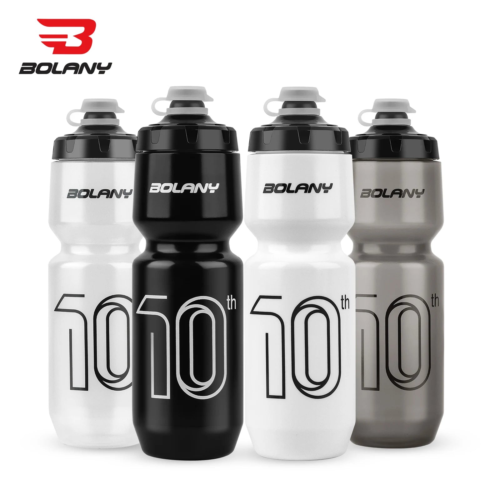 BOLANY Sports Bottle 10th Rubber Transparent Plastic with lid Bottle 750ML Portable Squeeze Drinking Outdoor Cycling Kettle