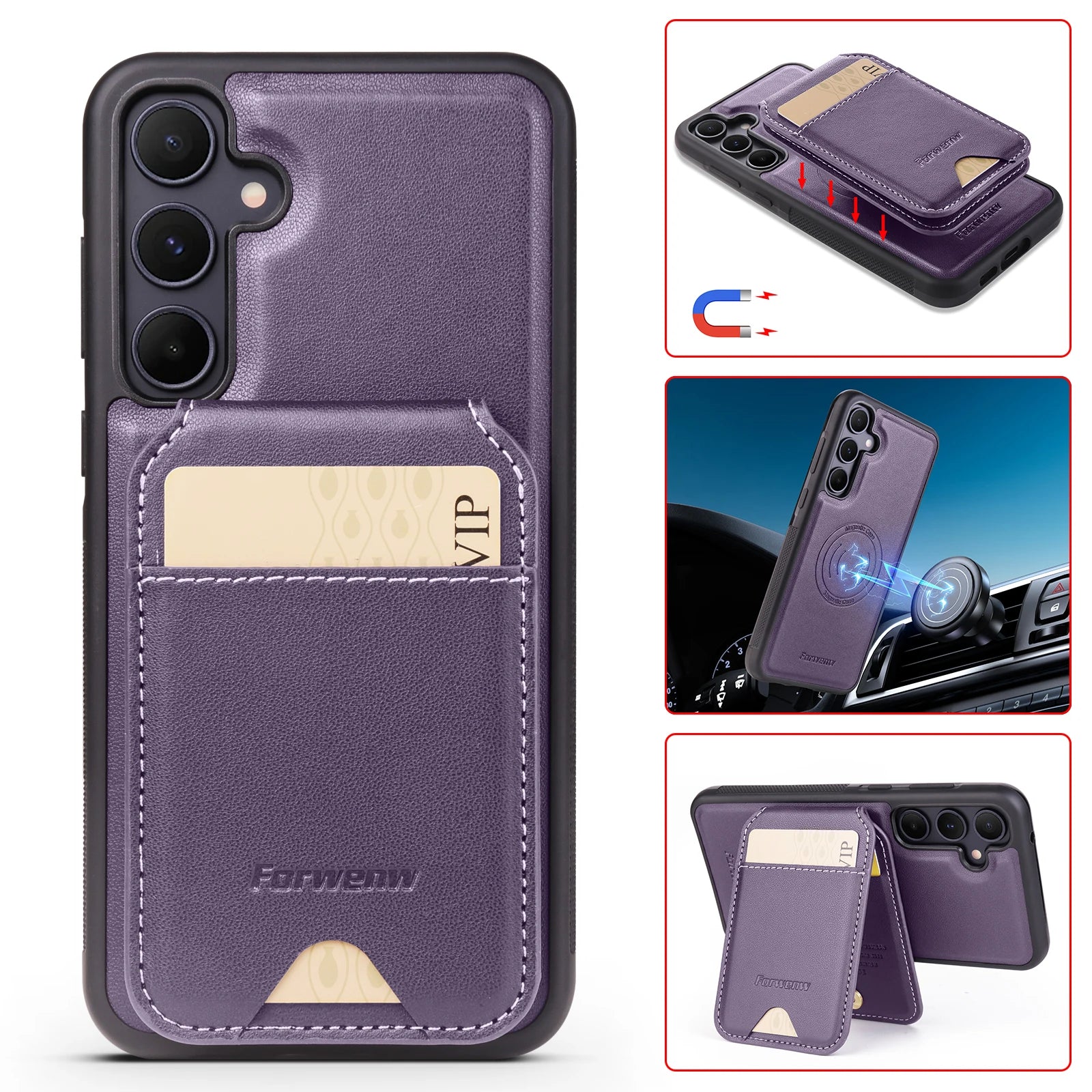 Leather Case For Samsung Galaxy A16 A36 A56 A55 A35 A15 A25 S25 S24 Ultra S23 S22 Plus + 2 in 1 Detachable Vertical Wallet Cover