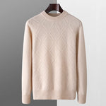 Autumn winter thick wool base sweater men's semi high neck diamond business casual pullover sweater knitted sweater cashmere top