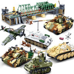 Military ww2 Cannon Assault Armored Vehicle Battle Tank Car Truck Army Weapon Building Blocks Sets Model King Kids Toys Gift