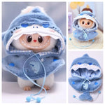 13CM Plush Doll Clothes for Labubu Doll's Clothes 6-Piece Set Dinosaur Animal Suit with Hat Outfit Accessories Dolls Clothing
