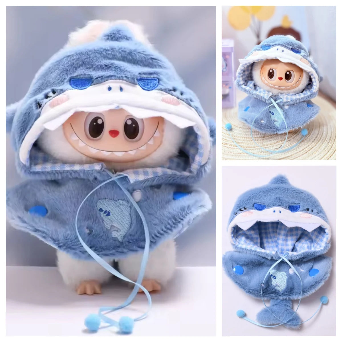 13CM Plush Doll Clothes for Labubu Doll's Clothes 6-Piece Set Dinosaur Animal Suit with Hat Outfit Accessories Dolls Clothing