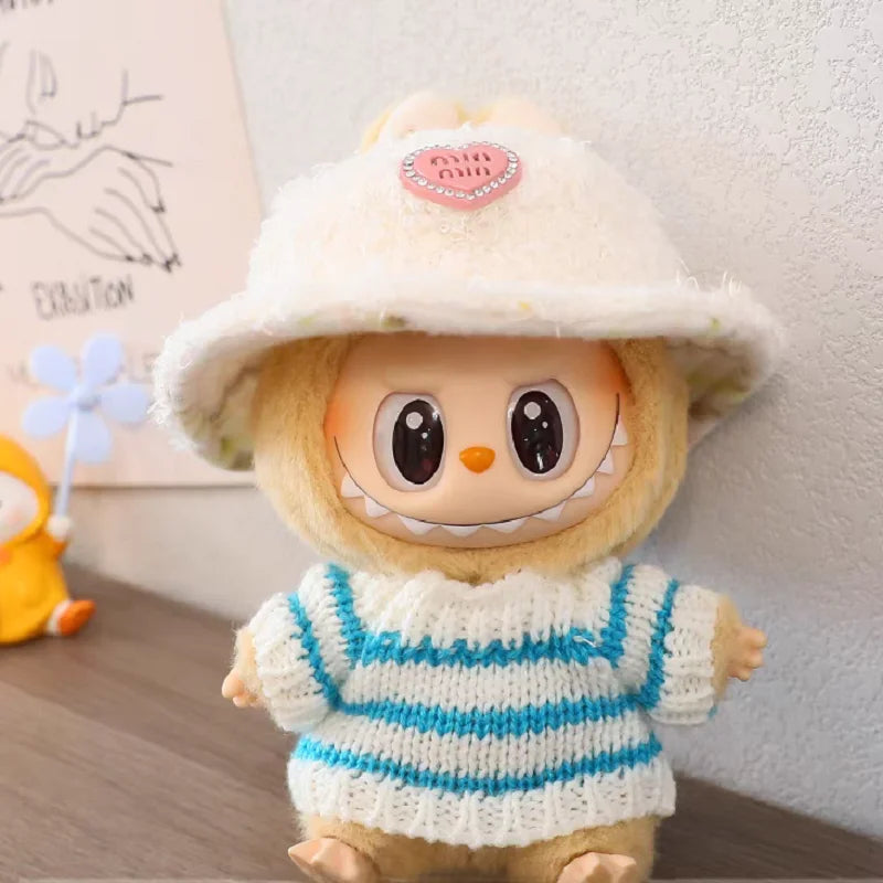 For Labubu'S Clothes Striped sweater outfit Match with hat pendant  Can match according to your preferences Labubu Accessories