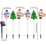 6pcs/set Solar-Powered Christmas Lawn Lights Santa Tree & Reindeer Designs for Outdoor Decor Waterproof Garden Lights Holiday