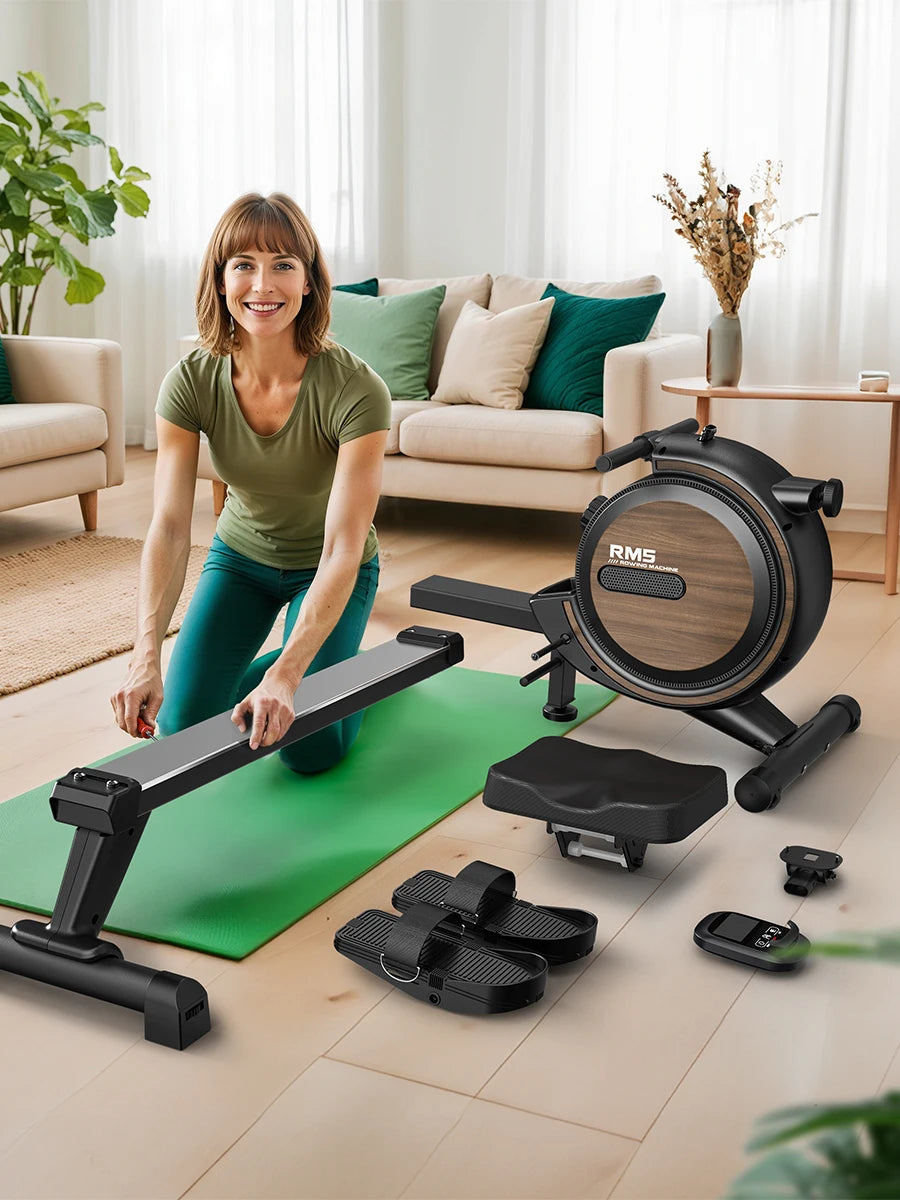 MettleMatic Rm5 Magnetic Rowing Machine, Bluetooth, 16-Level Resistance, 150kg Capacity, Home Use