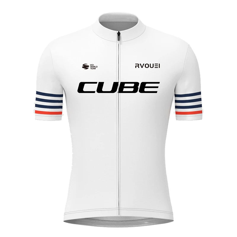 Rvouei Cube Pro Summer Cycling Jersey Set Summer Breathable Bicycle Men's MTB Bike Clothing Maillot Ropa Ciclismo Uniform Suit