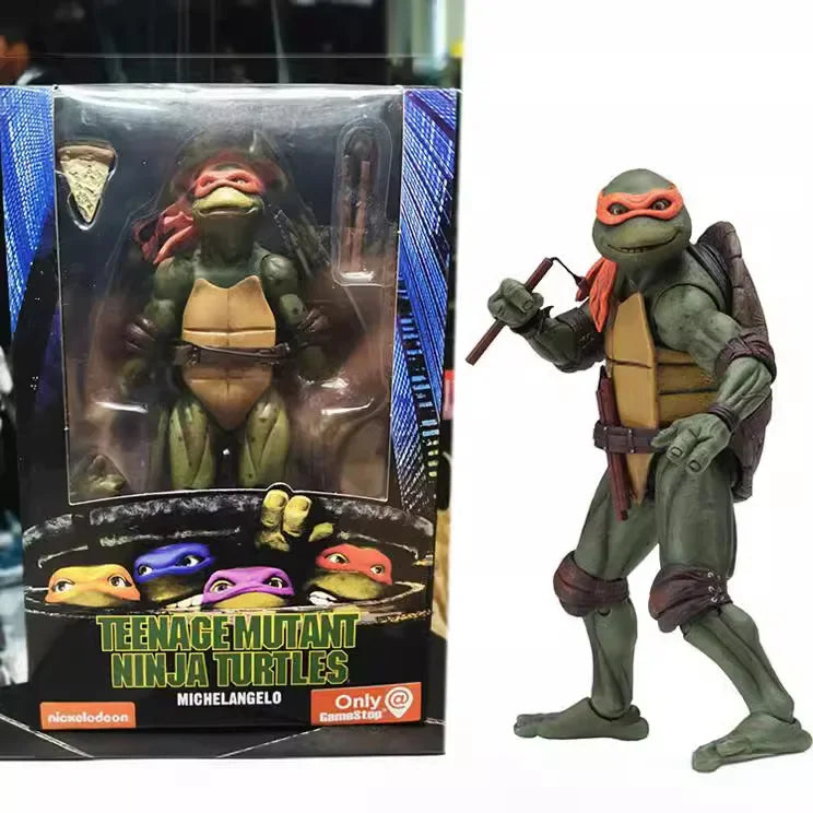 Ninja Turtle Anime Action Figure Neca 1990 Film Version Edição limitada, Estátua de PVC Presentes de Aniversário do Menino