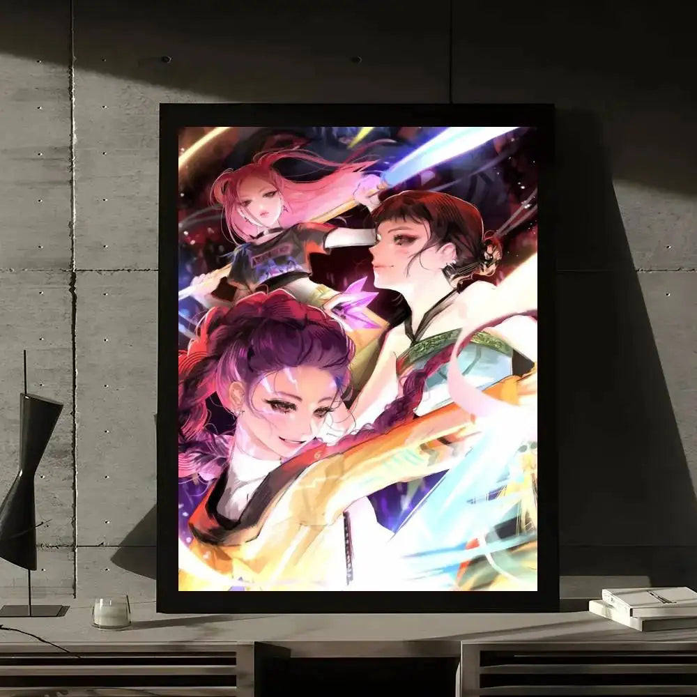 Movie KPop Demon Hunters Poster Gallery Prints Self Adhesive Home Decor Decoration Wall Decals Living Room Sticker