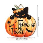 Halloween "trick or Treat" Sign, Pumpkin Black Cat Wooden Hanging Sign, Home, School, Party, Haunted House, Porch Decoration