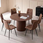Modern Minimalist Round Dining Table with Slatted Cylindrical Base, For 4-6 People，For Kitchen, Dining Room & Living Space