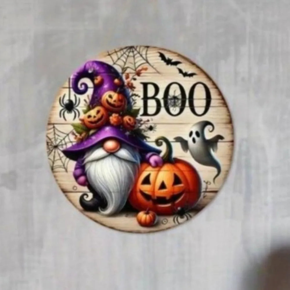 Halloween-Themed Hanging Sign (1 Piece) - Features Pumpkin & Gnome Patterns | Perfect for Halloween Decor, Homes, Offices,