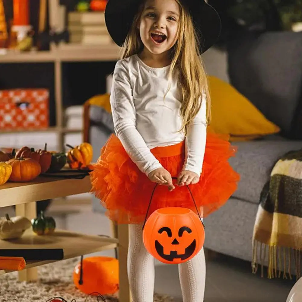 Halloween Pumpkin Bucket  Portable Candy Basket Halloween Ghost Festival Bar Home Decor Sugar Filling Jar Halloween Party Gift