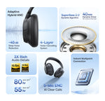 Baseus Bowie H1s Wireless Headphones Bluetooth 5.4 Noise Canceling 46dB Over Ear Headset Hi-Res Spatial Audio Earphone 120H Time