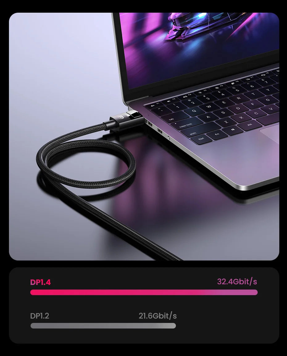 UGREEN DisplayPort Cable 8K DP 1.4 Adapter 2K165Hz 32.4Gbps Cable for PUBG Gaming Play for PC Computer Monitor Projector