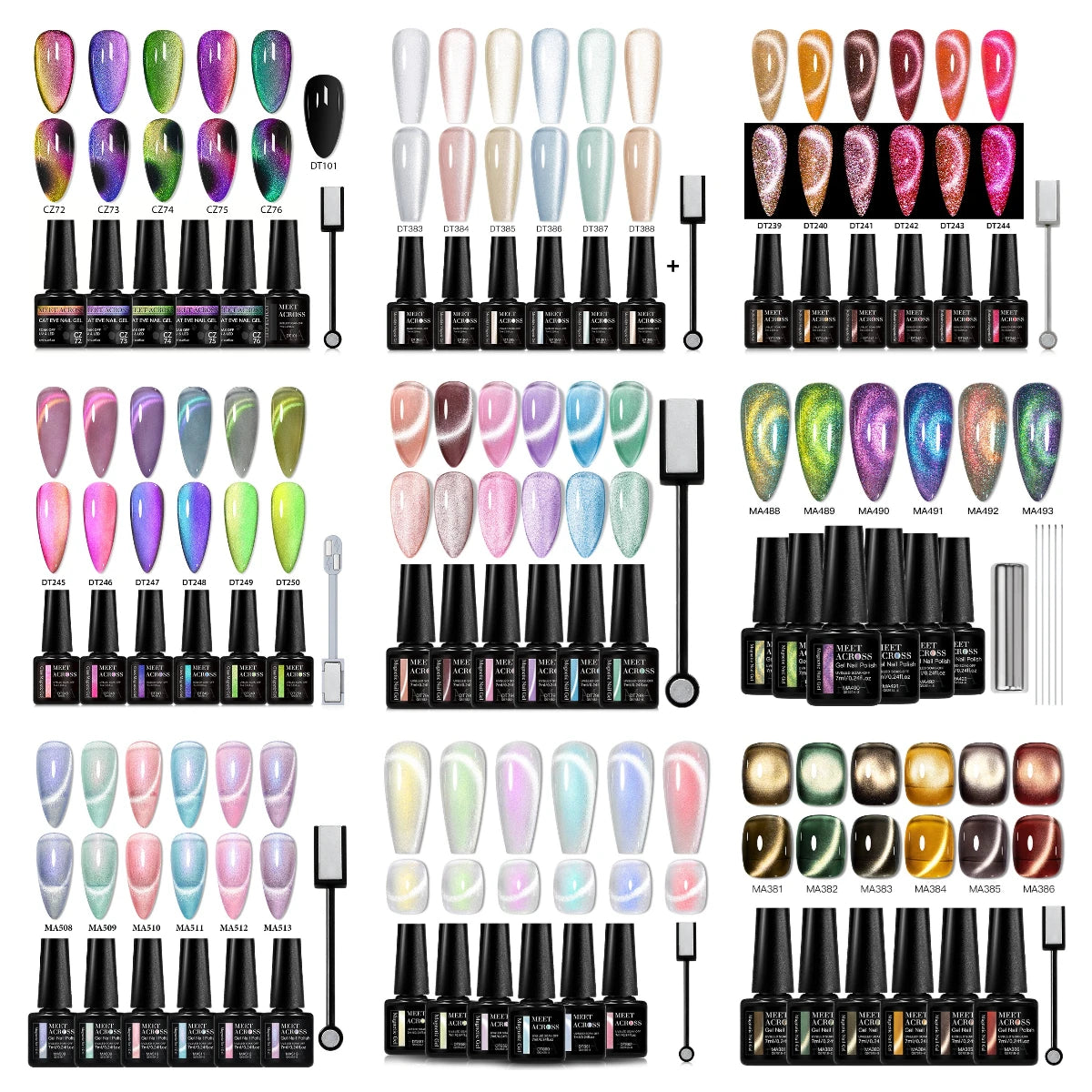 7pc Cat Magnetic Nail Gel Polish Set Long Lasting Glitter Nail Supplies Soak Off UV/LED Vernis Gel Kit for Manicure Design