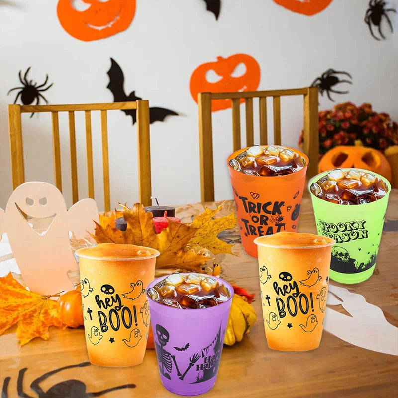 8-24Pcs Halloween Drinking Cups Boo Skull Plastic Juice Cocktail Cup for Halloween Party Home Table Decoration Supplies