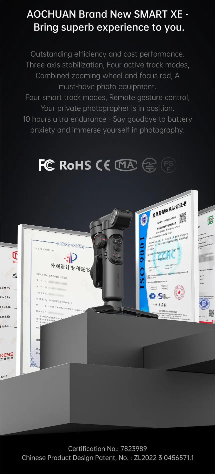 Smart XE 3-Axis Smartphone Gimbal Stabilizer with Fill Light