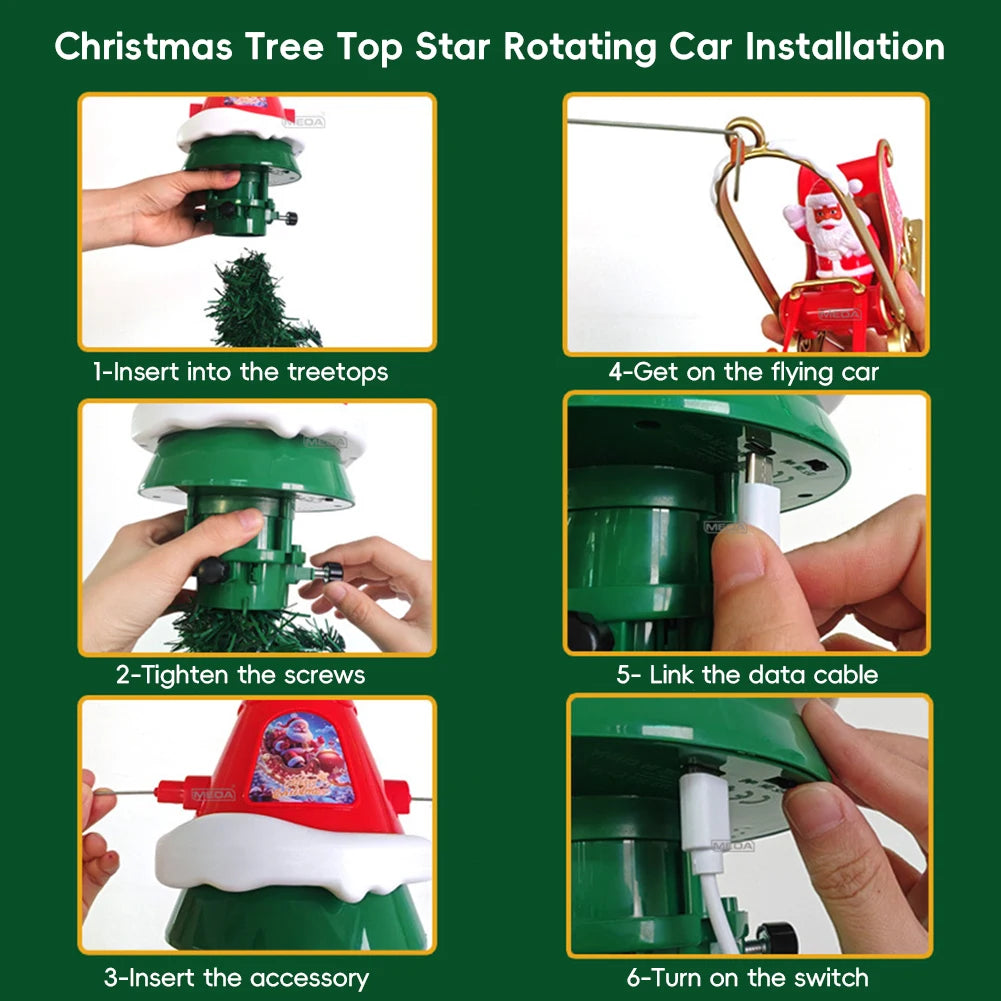 Christmas Train Christmas Tree Decoration Accessories Track Small Train with Music Santa Claus Train Set Children's Gift