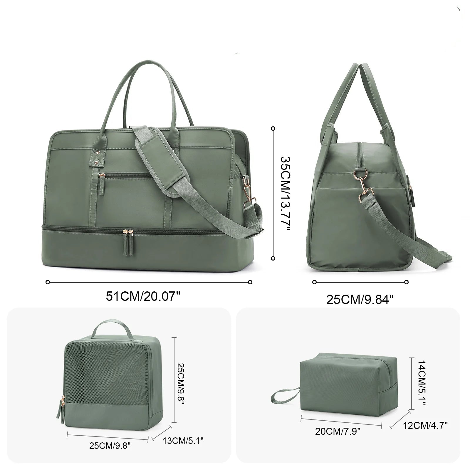 Luggage Travel Bags with a Clothes Bag and Toiletry Bag Large Capacity Daily Commuter Shoulder Bag Woman Tote Bags Handbag Woman