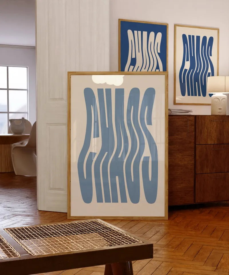 Chaos Typography Art Print and Posters Modernist Wall Art Chaos Quote Canvas Paintings Preppy Aesthetic Living Room Picturess