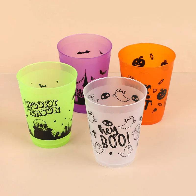 8-24Pcs Halloween Drinking Cups Boo Skull Plastic Juice Cocktail Cup for Halloween Party Home Table Decoration Supplies