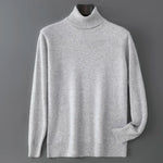 Men's 100% Pure Wool Pullover Sweater For Autumn Winter High Collar Knitted Long Sleeved Loose Solid Color Casual Simple Warmtop