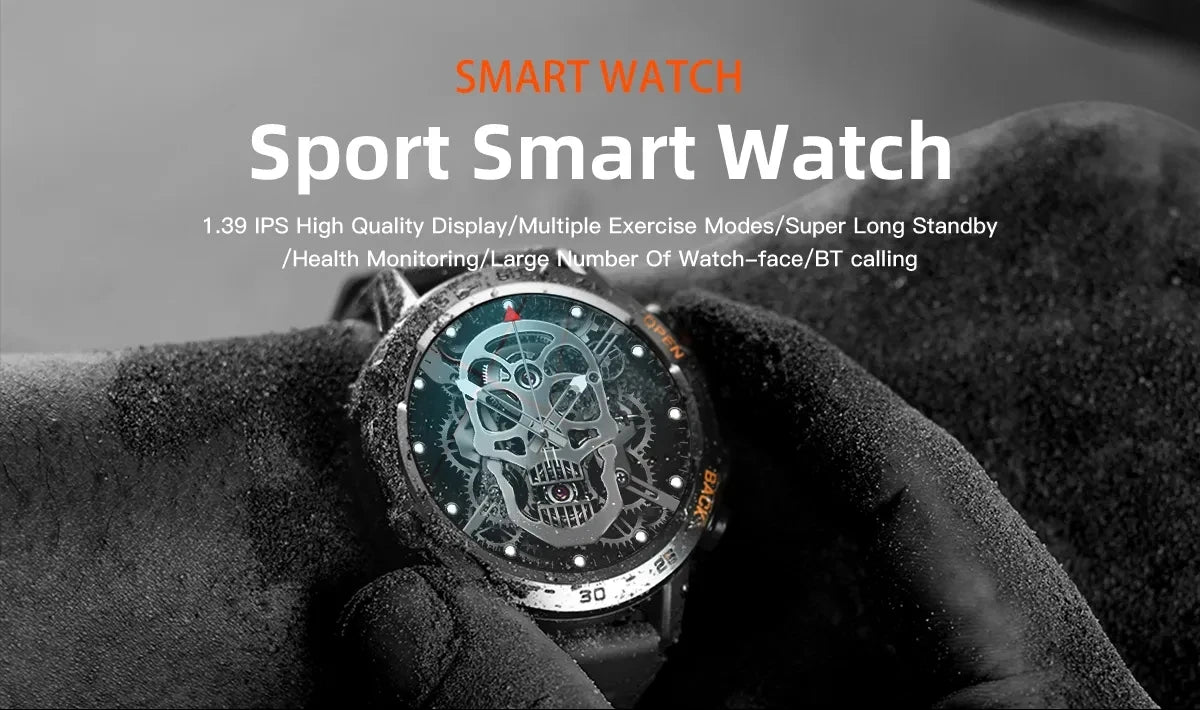 K52 Smart Watch Men 1.39inch IPS Screen Bluetooth Call Custom Dial Heart Rate Health Monitoring Outdoor Sport Smartwatch