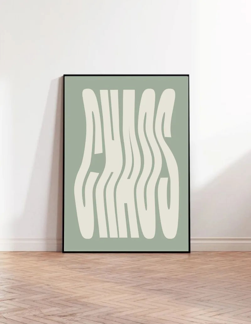Chaos Typography Art Print and Posters Modernist Wall Art Chaos Quote Canvas Paintings Preppy Aesthetic Living Room Picturess