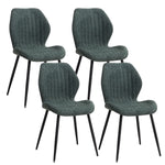 Set of 4 Upholstered Padded Dining Chairs Linen Fabric Kitchen Chairs Metal Legs for Balcony Restaurant Cafe Home Room
