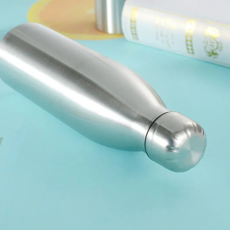 Single Layer Stainless Steel Canteen Kettle Outdoor Camping Hiking Water Bottle Portable Large Capacity Leakproof Drinking Bottl