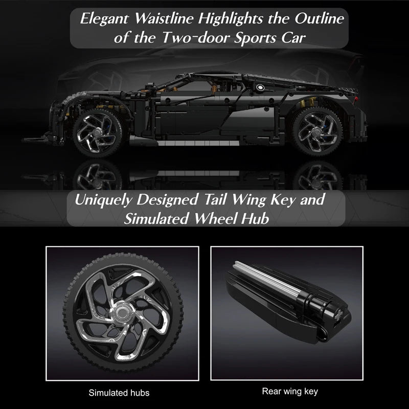 Bugatti Remote Control Supercar Building Set – Motorized Technical Model with App Control & Moving Functions