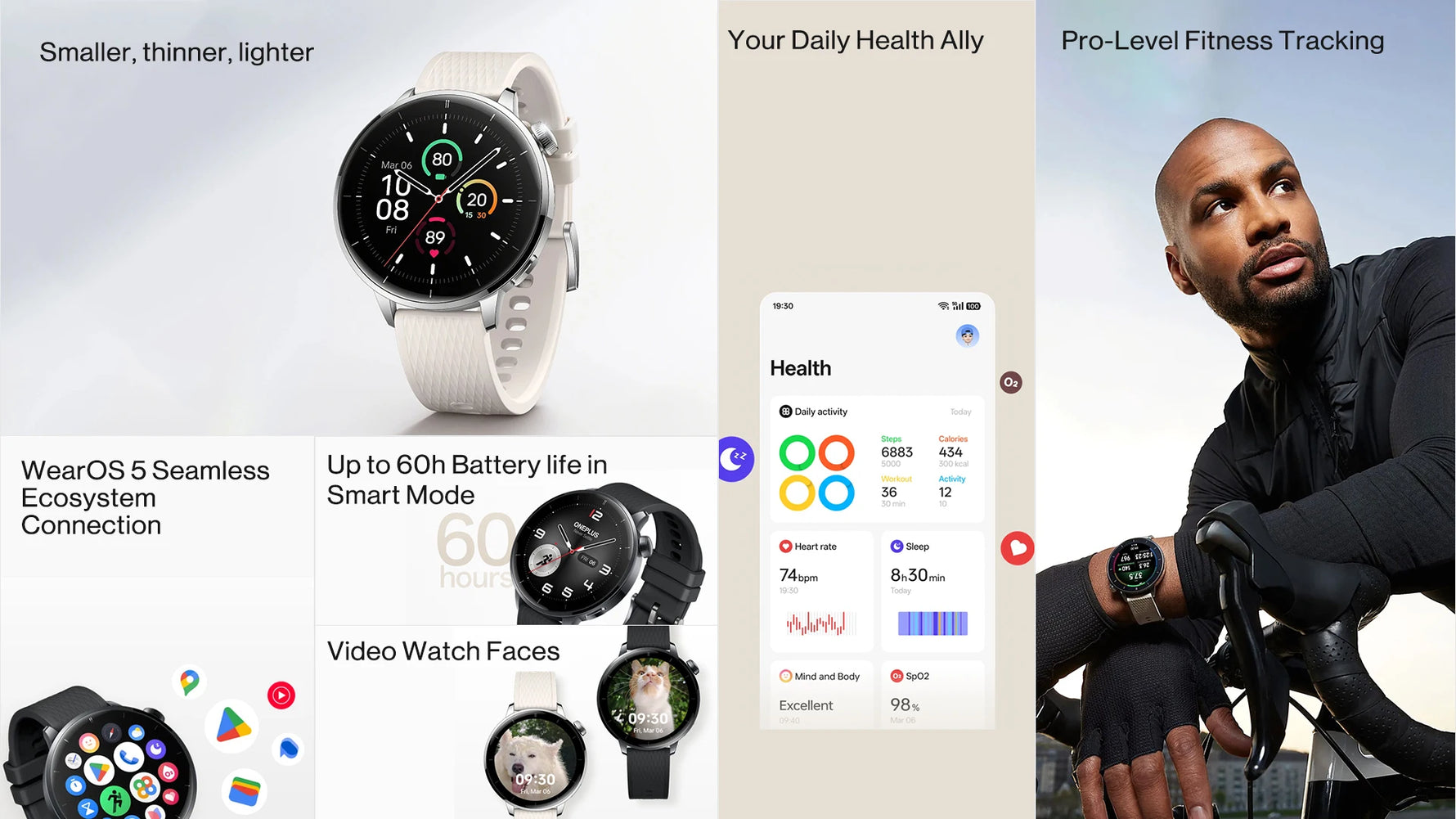 Global Version OnePlus Watch 3 43mm Smartwatch 1.32inches AMOLED Display Up to 60H Battery Life Wear OS by Google GPS NFC