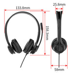 Wired USB Headset Call Center Headphones with Microphone Noise Cancelling Over Gaming Over-Ear Headsets for Computer PC Laptop
