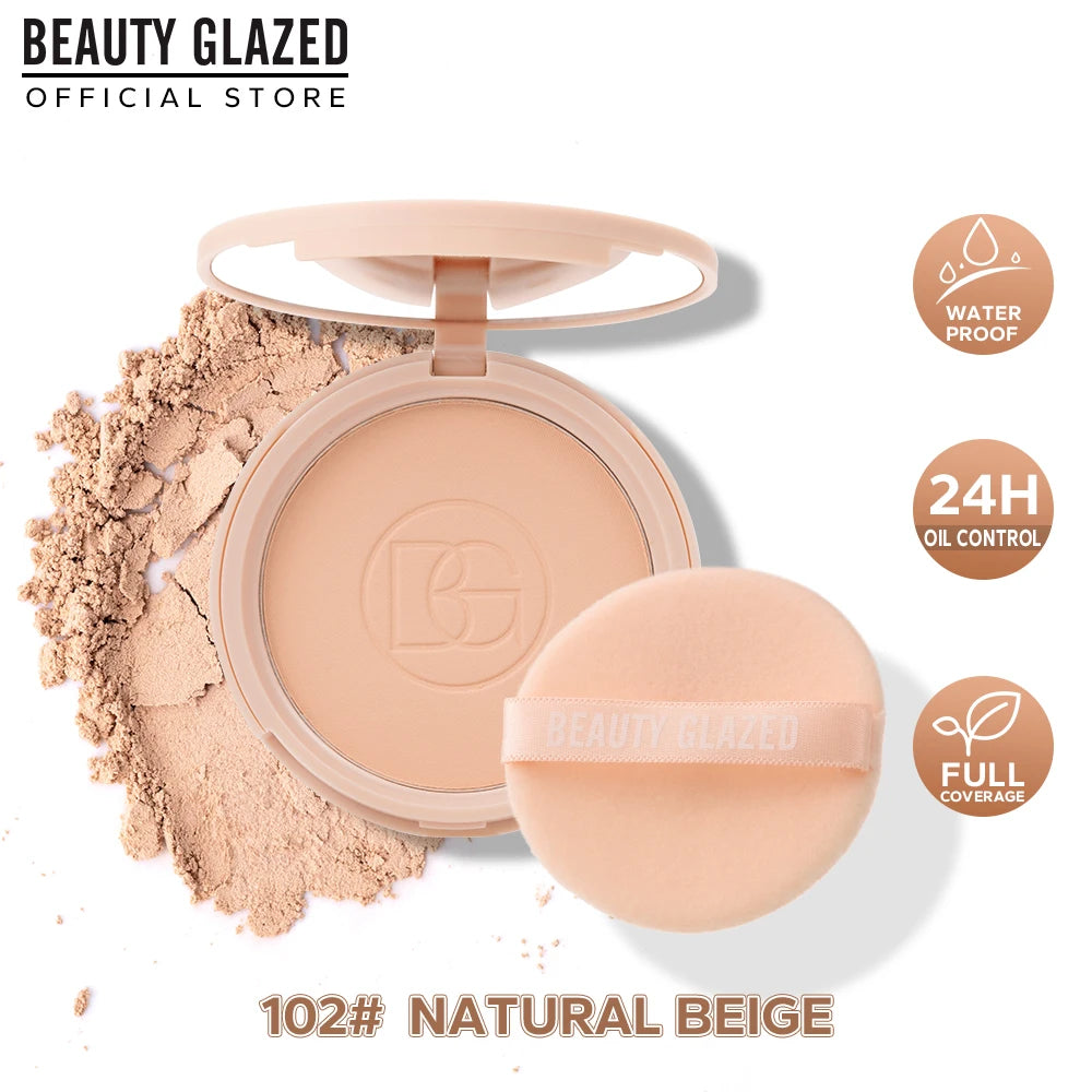 BEAUTY GLAZED Oil Control Matte Face Powder Long Lasting Flawless Setting Powder Face Makeup With Mirror