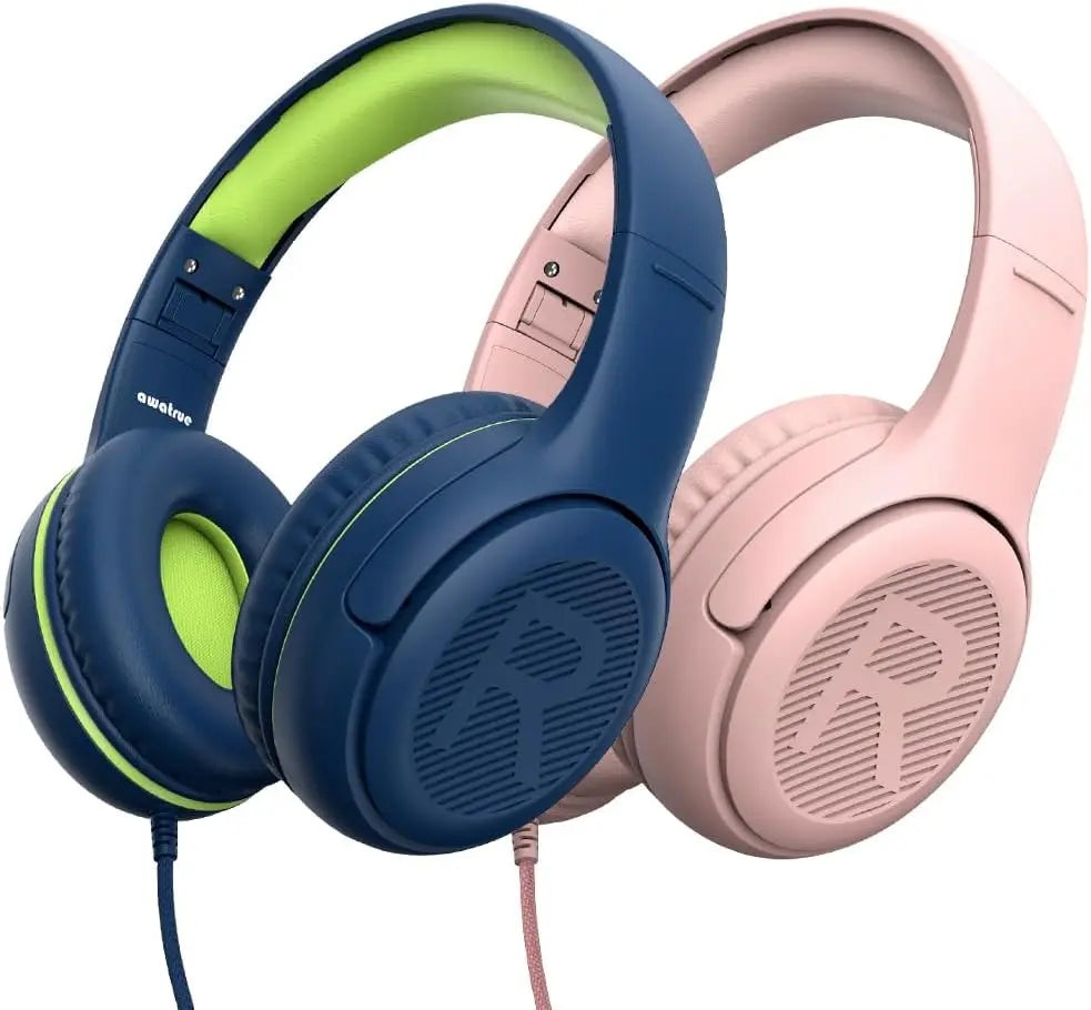 1/2/3Pcs AWATRUE AT2 Kids Headphones Wired Toddler Headsets with Mic Over-Ear Headphone Foldable on-Ear Design for PC,Laptop