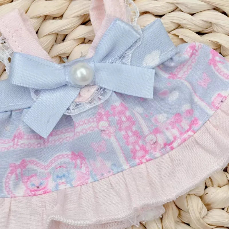 For 15/17cm Labubu  Plush Doll's   Bow Dress  Clothes  Outfit Doll Accessories