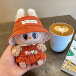 For 15cm cute mini labubu clothes  Kawaii Cartoon Bib Pants  With matching shoes Labubu Accessories