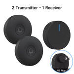 Circular Black Self Powered Wireless Doorbell AC 110v 220v US/EU Plug With 60 Rings Waterproof Long-Distance Kinetic Door Bell