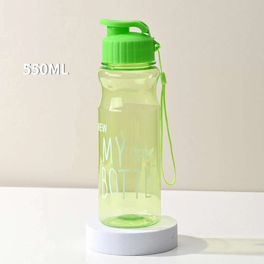 550ML Transparent Water Bottle Food Grade Portable Fitness Sports Water Bottle Tritan Material with Lanyard Outdoor Supplies