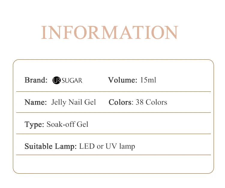 UR SUGAR 15ml Blood Red Jelly Gel Nail Polish Translucent Color Crystal Nude Gel Nail Art Varnish For Fall Winter Manicure