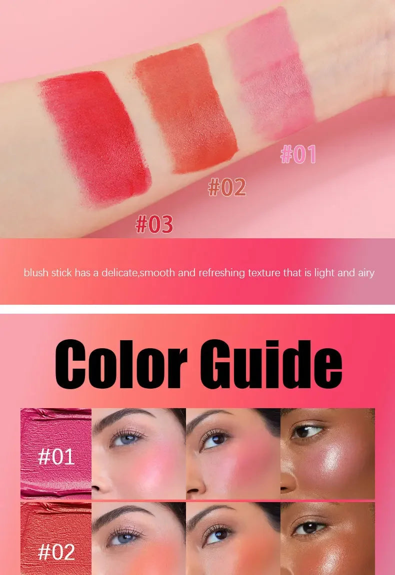 Make Up Multi Functional Blush Stick Easy Color Rouge Blusher Cream Waterproof High Color Rendering Brightening Skin Tone Hot